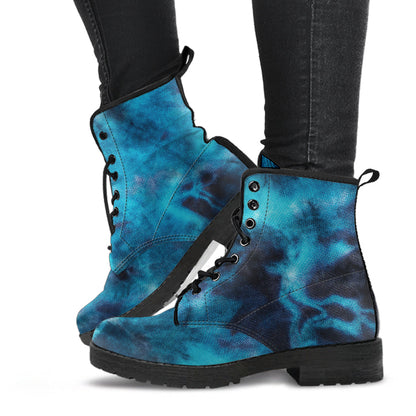 Bold Turquoise Womans Boots, Fashion Combat Boots, Vegan Leather Boots, Custom Shoes, Custom Boots, Cool Shoes
