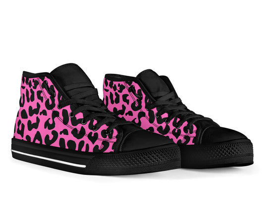 Pink Leopard Print High Top Shoes