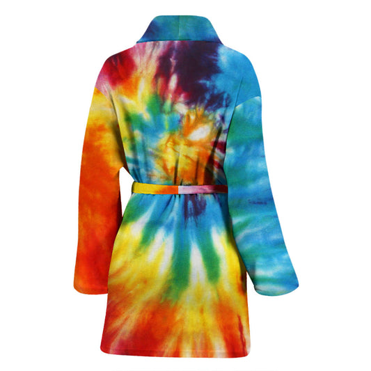 Womens Colorful Tie Dye Abstract Art Bath Robe