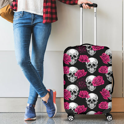 Pink Floral Skull - Luggage Covers