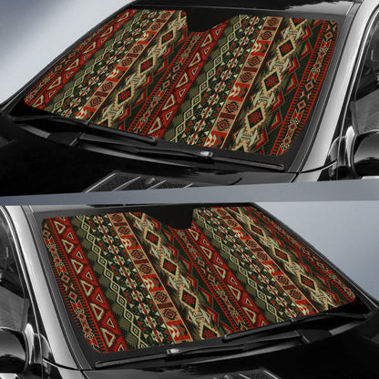Red Brown Aztec Car Sun Shade