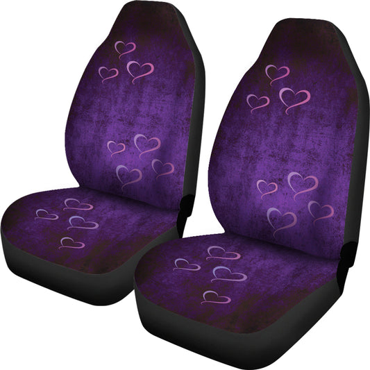 Light Purple Hearts Purple Grunge Car Seat Covers