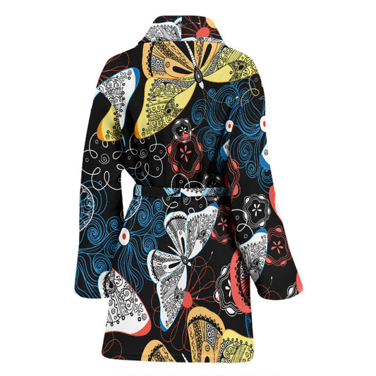 Womens Colorful Butterflies Decor Bath Robe