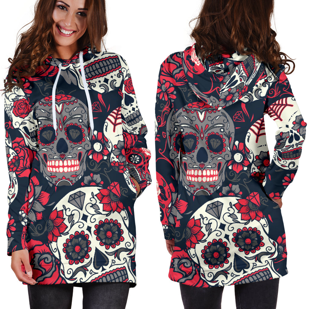 Sugar Skulls & Roses Womens Hoodie Dress
