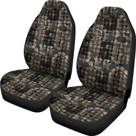 Vintage Floral-Plaid Car Seat Covers