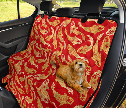 Red Oriental Fish Car Back Seat Pet Cover