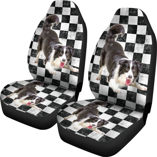 Border Collie Checkers Car Seat Covers