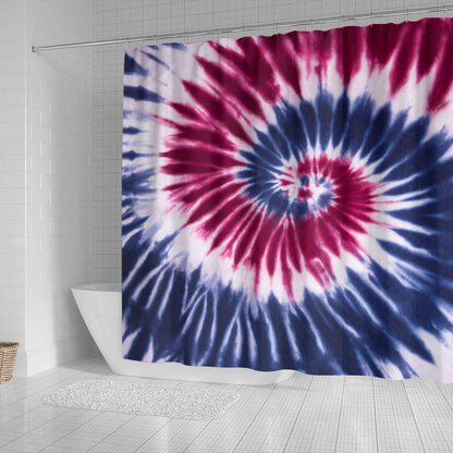 Red , White & Blue Tie Dye Shower Curtain