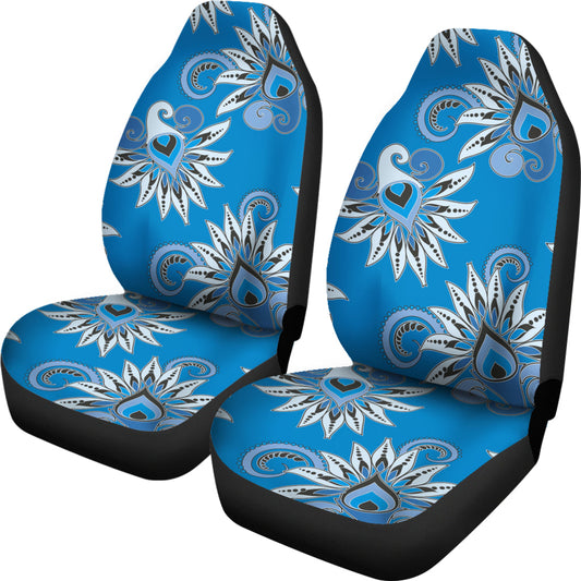 Blue Floral Decor Car Seat Covers