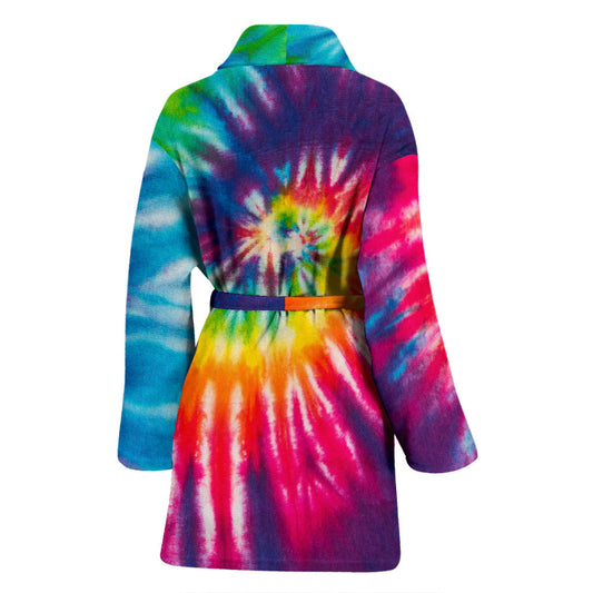 Womens Colorful Tie Dye Spiral Bath Robe