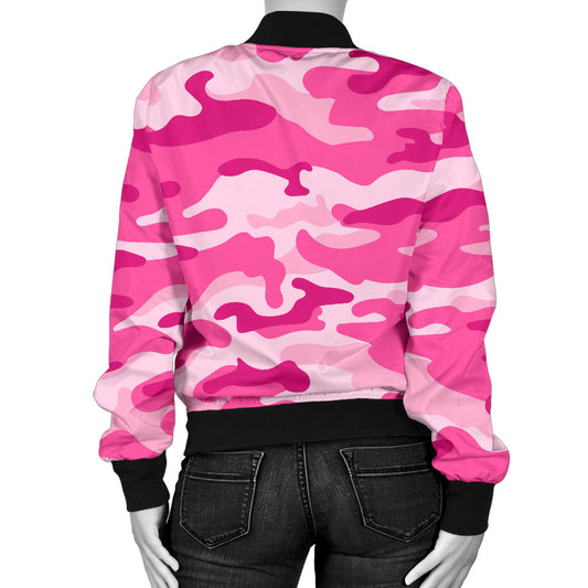 Womens Pink Camouflage Bomber Jacket
