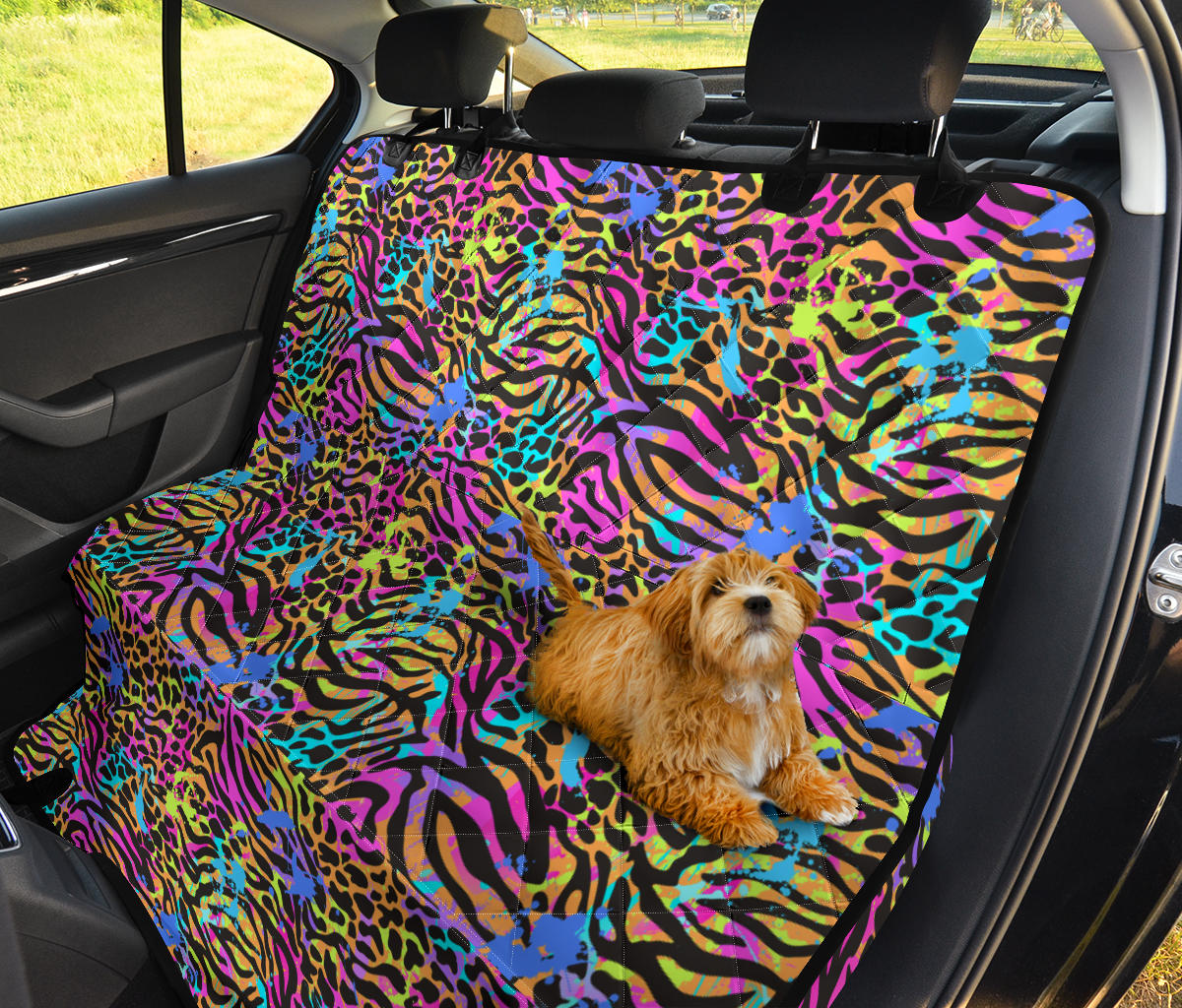 Colorful Abstract Animal Print Car Back Seat Pet Cover