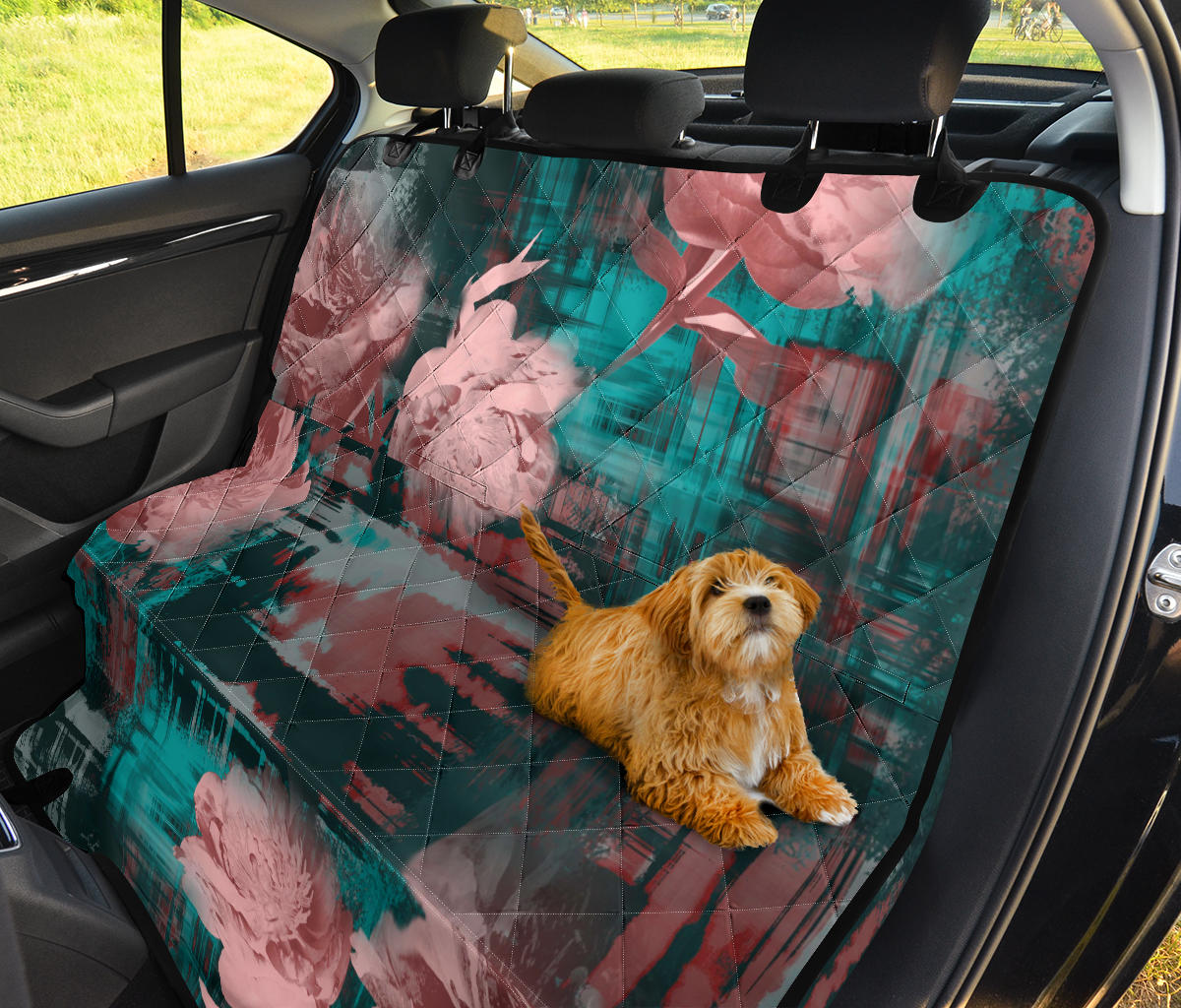 Pink Abstract Floral Car Back Seat Pet Cover