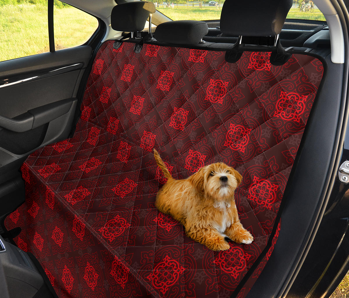 Red Oriental Car Back Seat Pet Cover