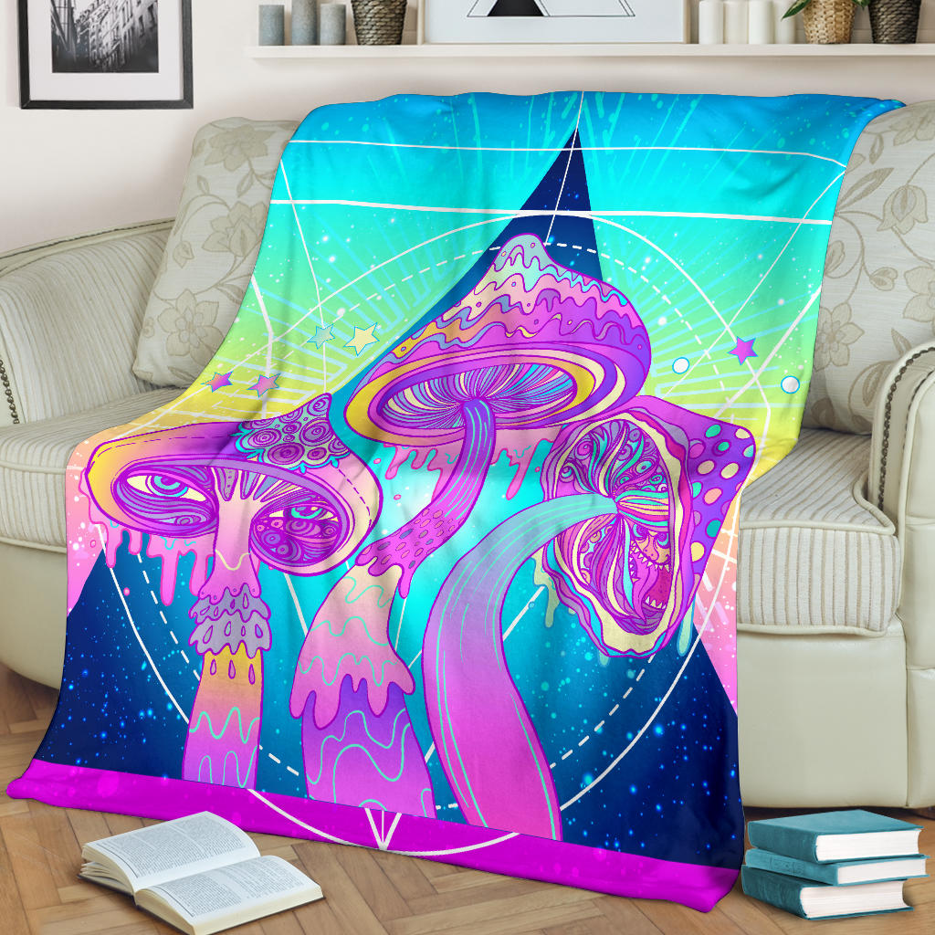Colorful Magic Mushrooms Blanket