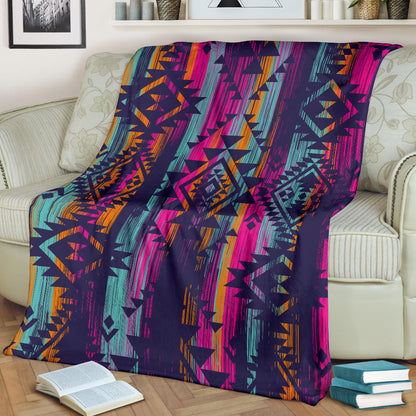 Colorful Boho Aztec Streaks Blanket