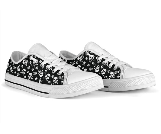 Skull Crossbones Shoes - Low Top Sneakers for Women & Men