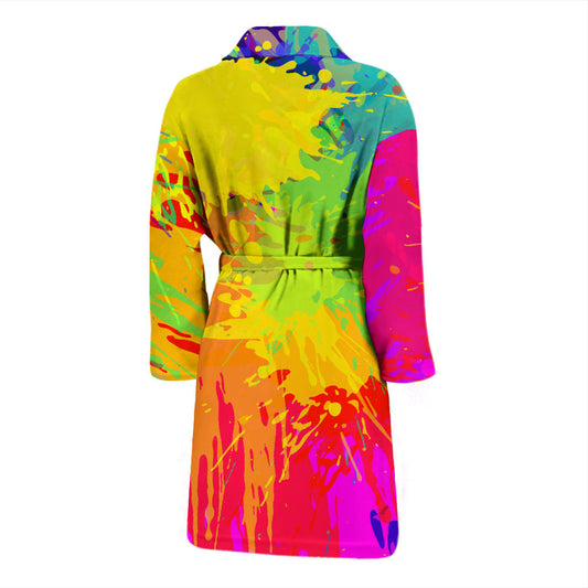Mens Colorful Paint Splatter Bath Robe