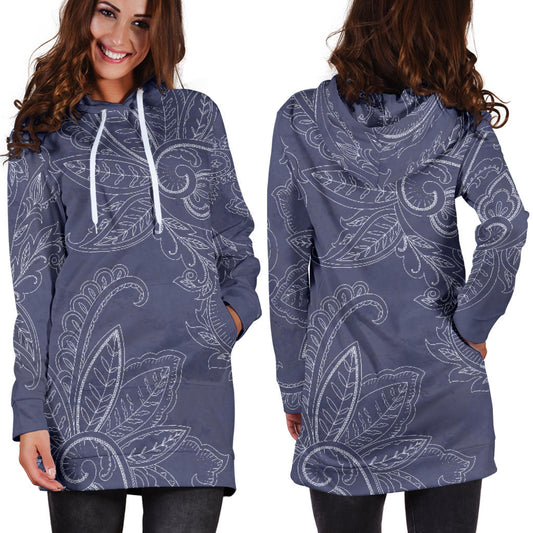 Blue Grey Decor Womens Hoodie Dress