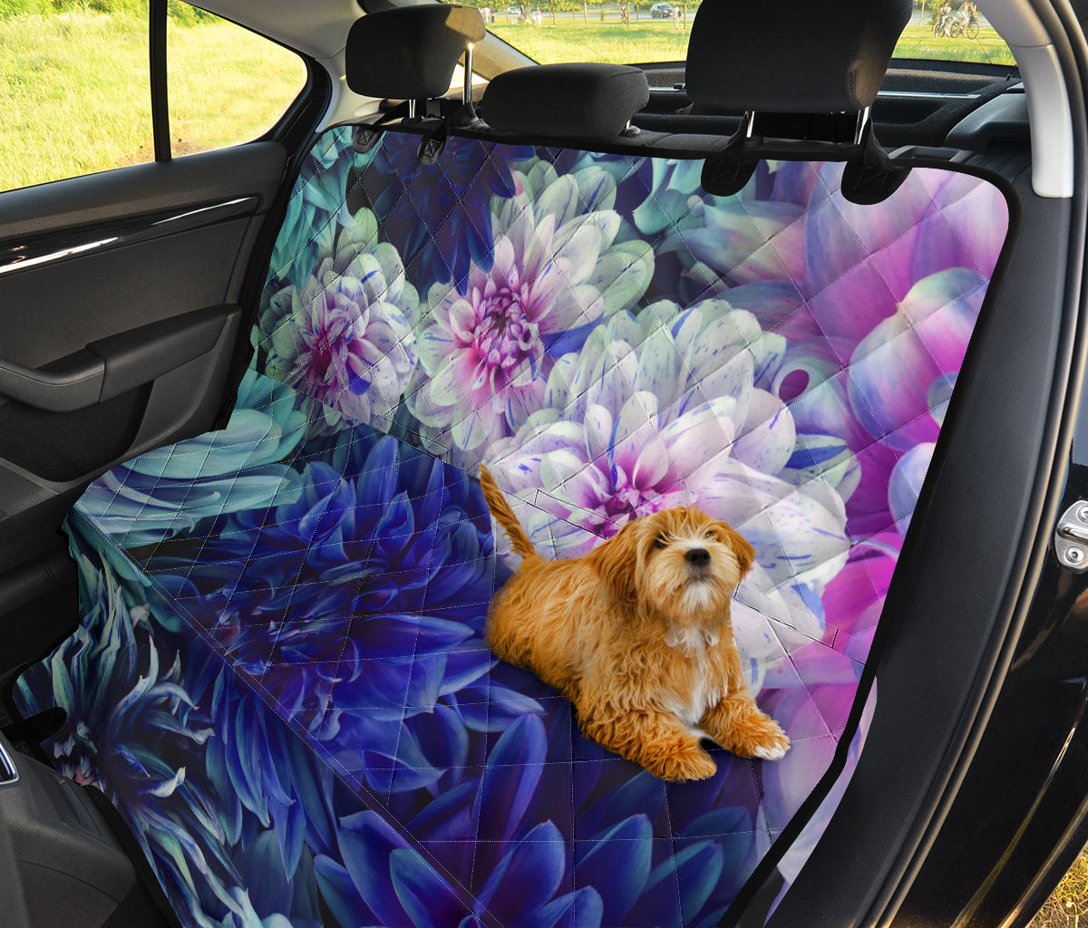 Blue Pink Floral Car Back Seat Pet Cover