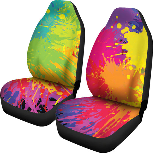 Colorful Paint Splatter Abstract Art Car Seat Covers