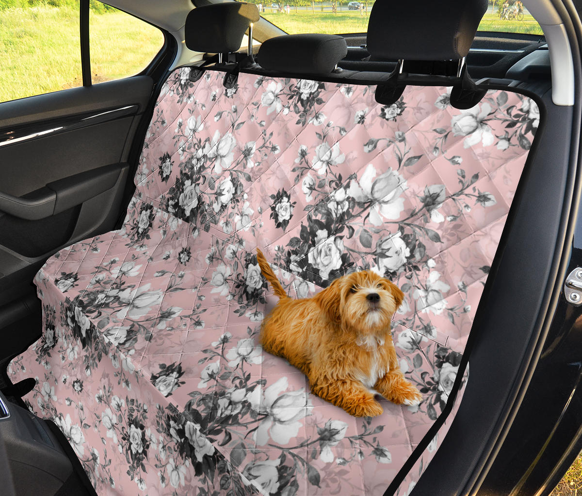 Pink Floral Car Back Seat Pet Cover
