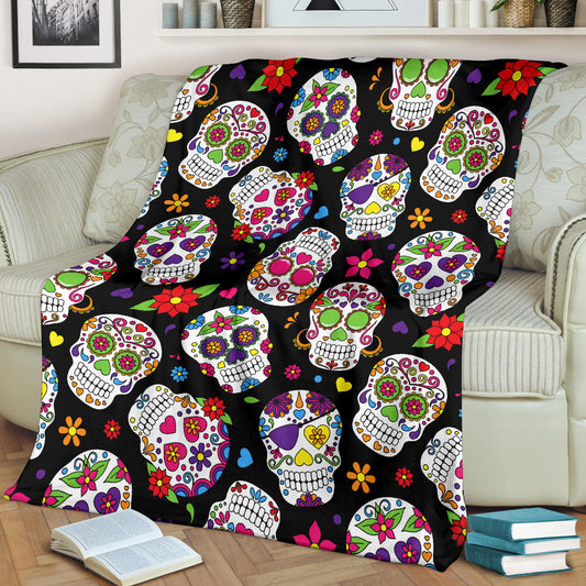 Colorful Sugar Skulls Blanket