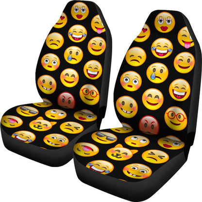 Black Emoji Pattern Printed Car Seat Covers