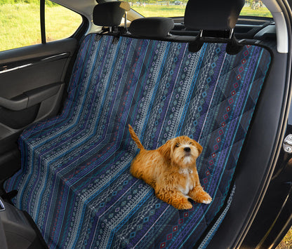 Blue Boho Chic Bohemian Stripes Car Back Seat Pet Cover