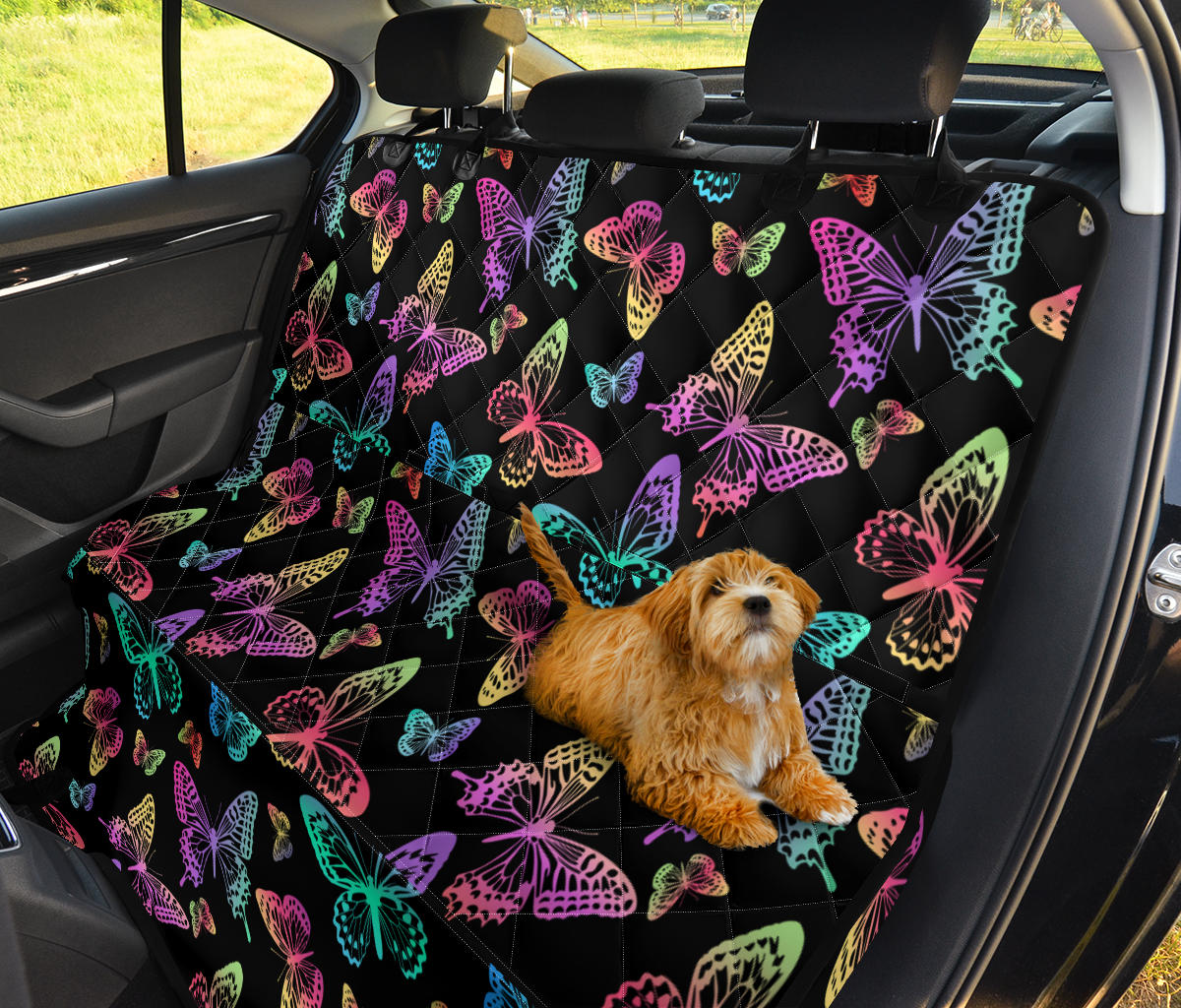 Colorful Neon Butterflies Car Back Seat Pet Cover