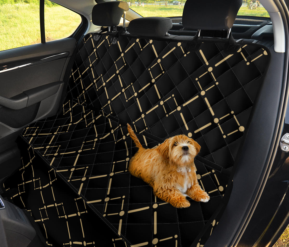 Black & Gold Plaid Car Back Seat Pet Cover