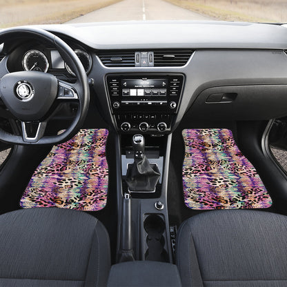 Pink Stripe Animal Print Car Floor Mats