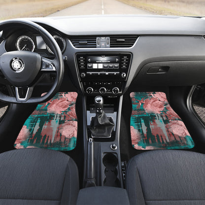 Pink Abstract Floral Car Floor Mats