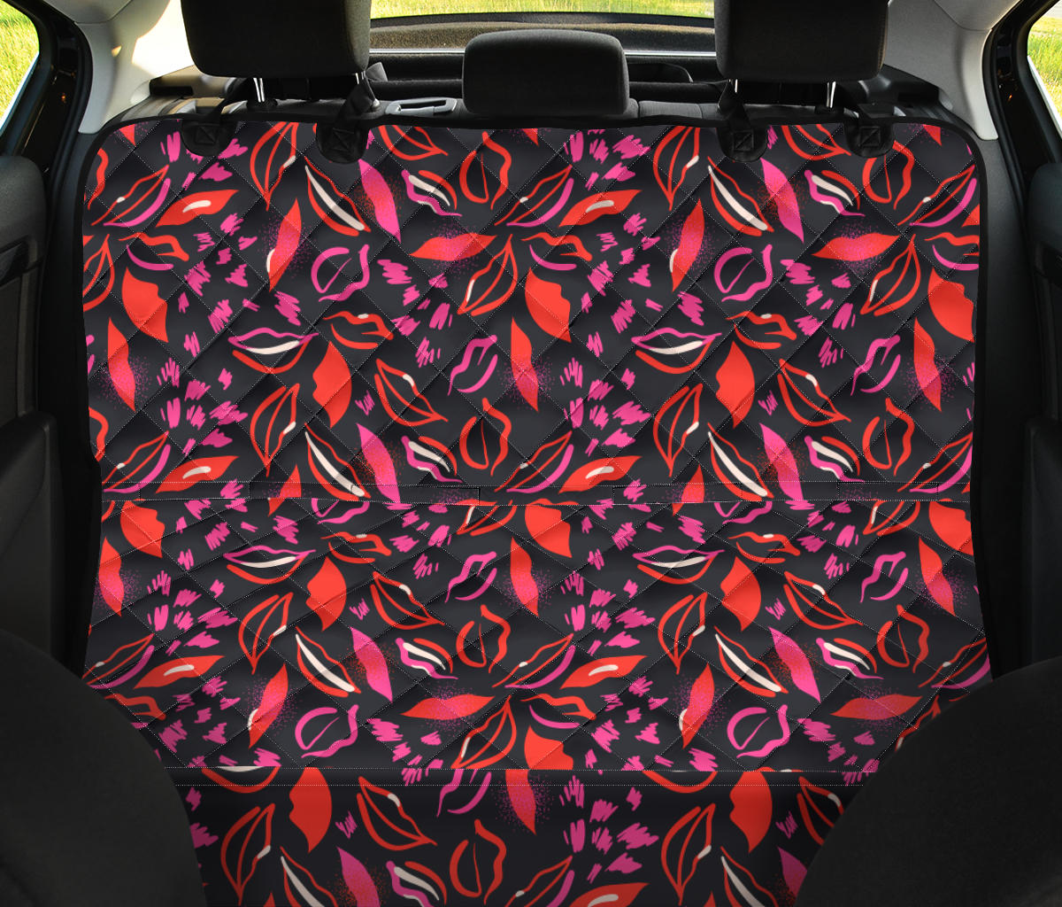Red Floral Lips Car Back Seat Pet Cover