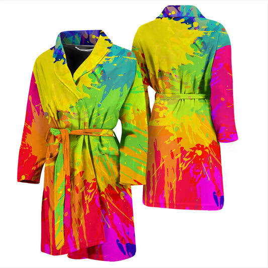 Mens Colorful Paint Splatter Bath Robe