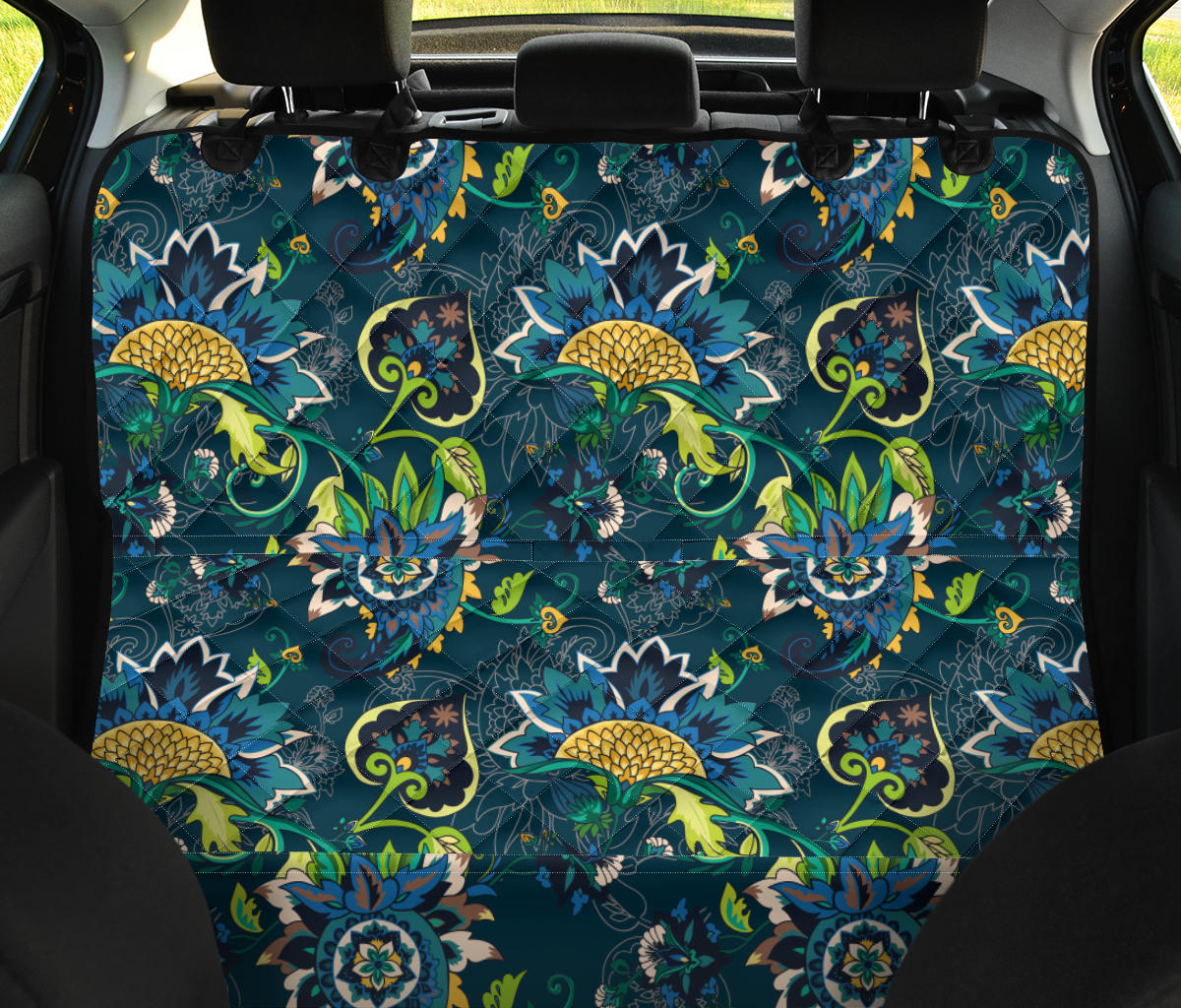 Elegant Floral Decor Car Back Seat Pet Cover
