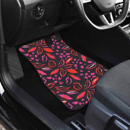 Red Floral Lips Car Floor Mats