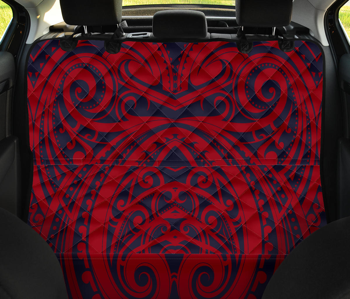 Red Tribal Polynesian Car Back Seat Pet Cover