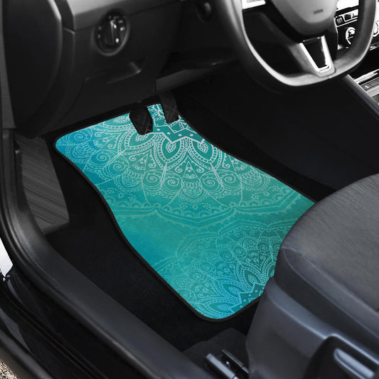 Light Green Teal Mandalas Car Floor Mats