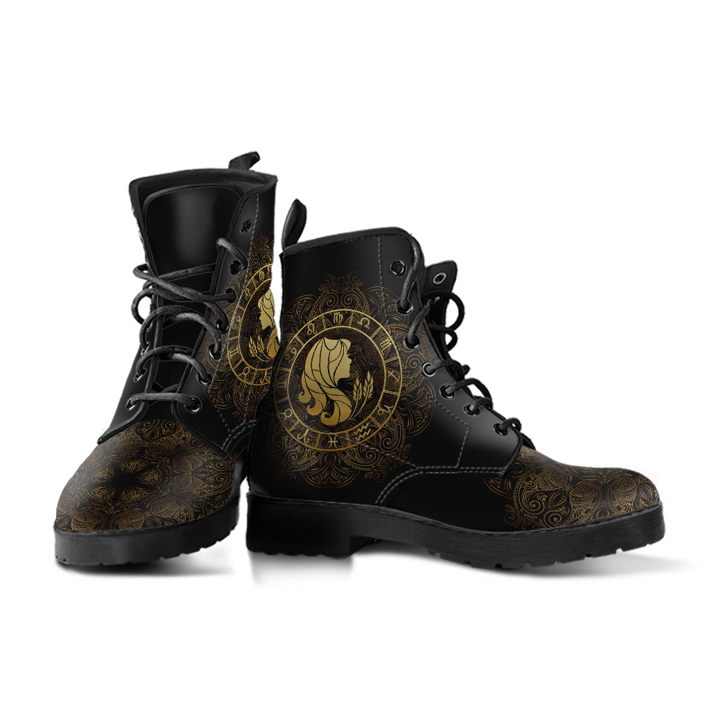 Virgo zodiac printed boots, alternate angle
