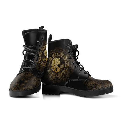 Virgo zodiac printed boots, alternate angle