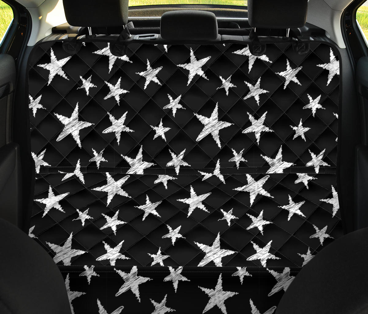Black Stars Pattern Car Back Seat Pet Cover
