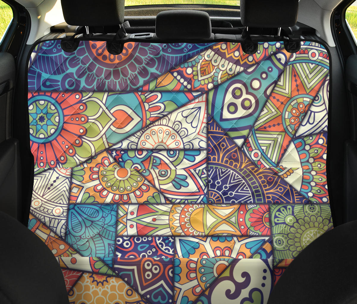 Colorful Mandalas Decor Car Back Seat Pet Cover