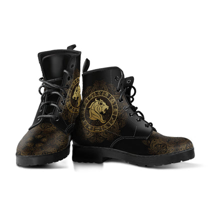 Gold Leo Zodiac Printed Boots