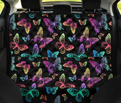 Colorful Neon Butterflies Car Back Seat Pet Cover