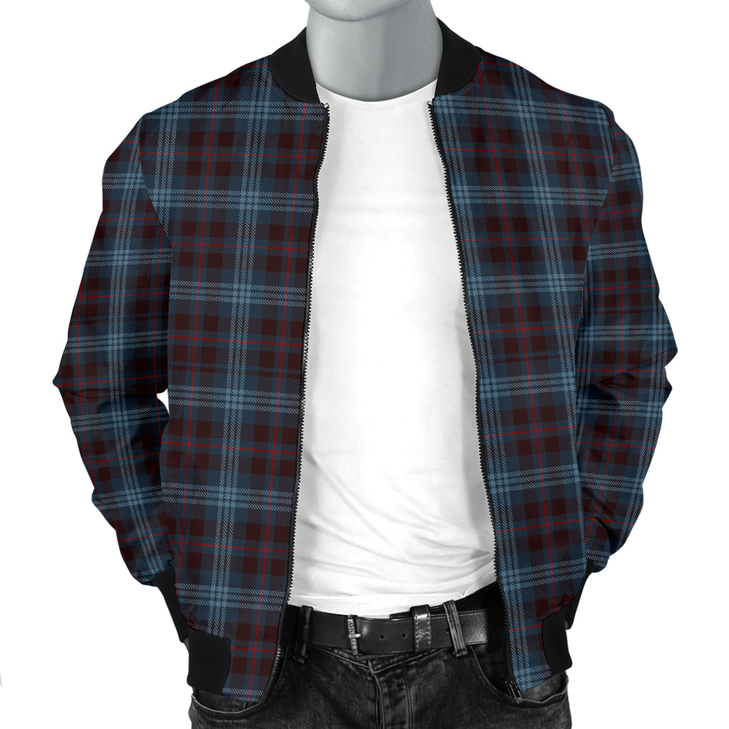 Mens Blue Plaid Bomber Jacket