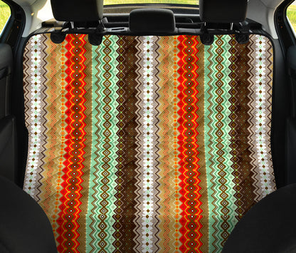 Brown Orange Ethnic Stripes Car Back Seat Pet Cover