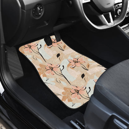 Beige Leaves Car Floor Mats