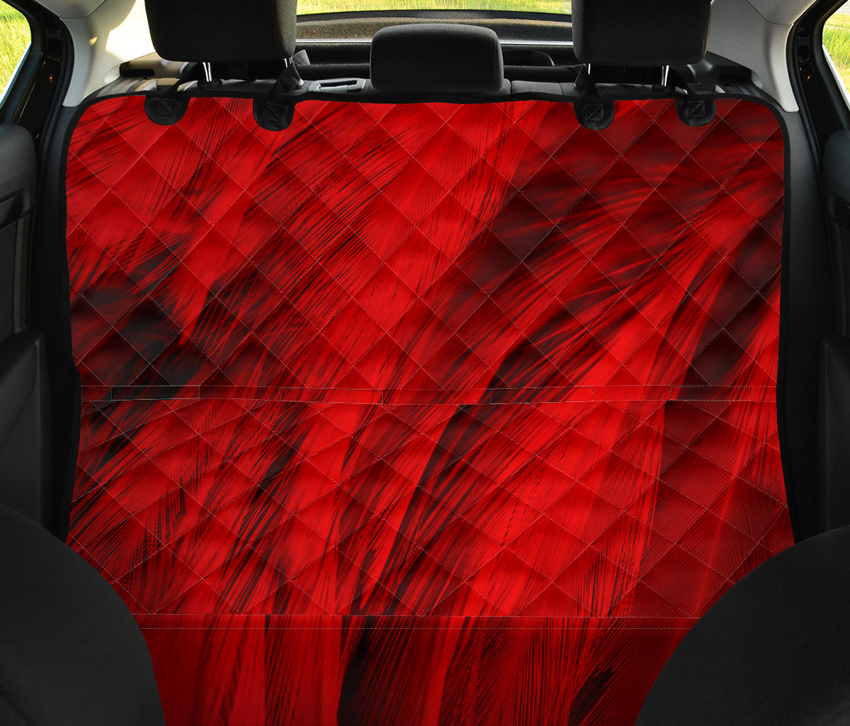 Red Feathers Car Back Seat Pet Cover