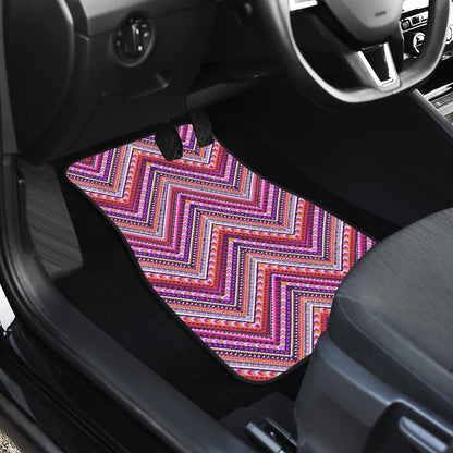 Pink Ethnic Zig Zag Car Floor Mats